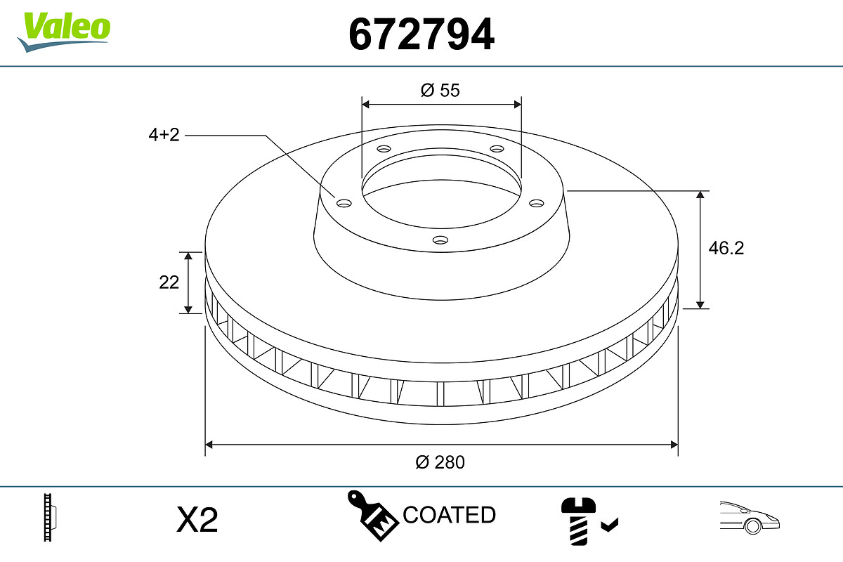 VALEO 672794 Bromsskiva